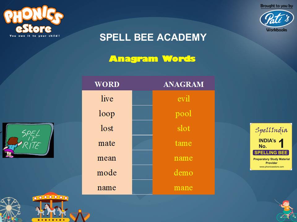 Spell Bee ... Spelling Words ... Anagram
